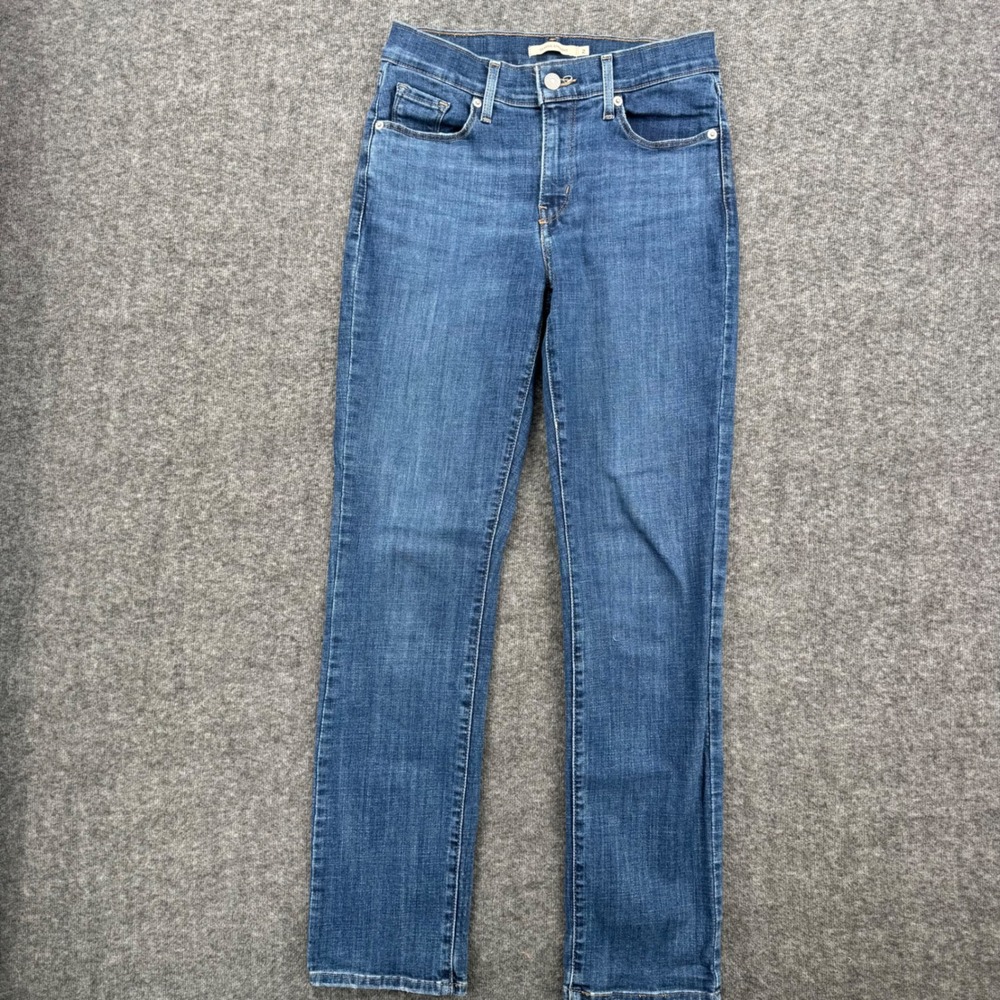 Levis Classic Straight Jeans Womens Size 2 Medium Wash Blue Mid Rise Denim Ankle